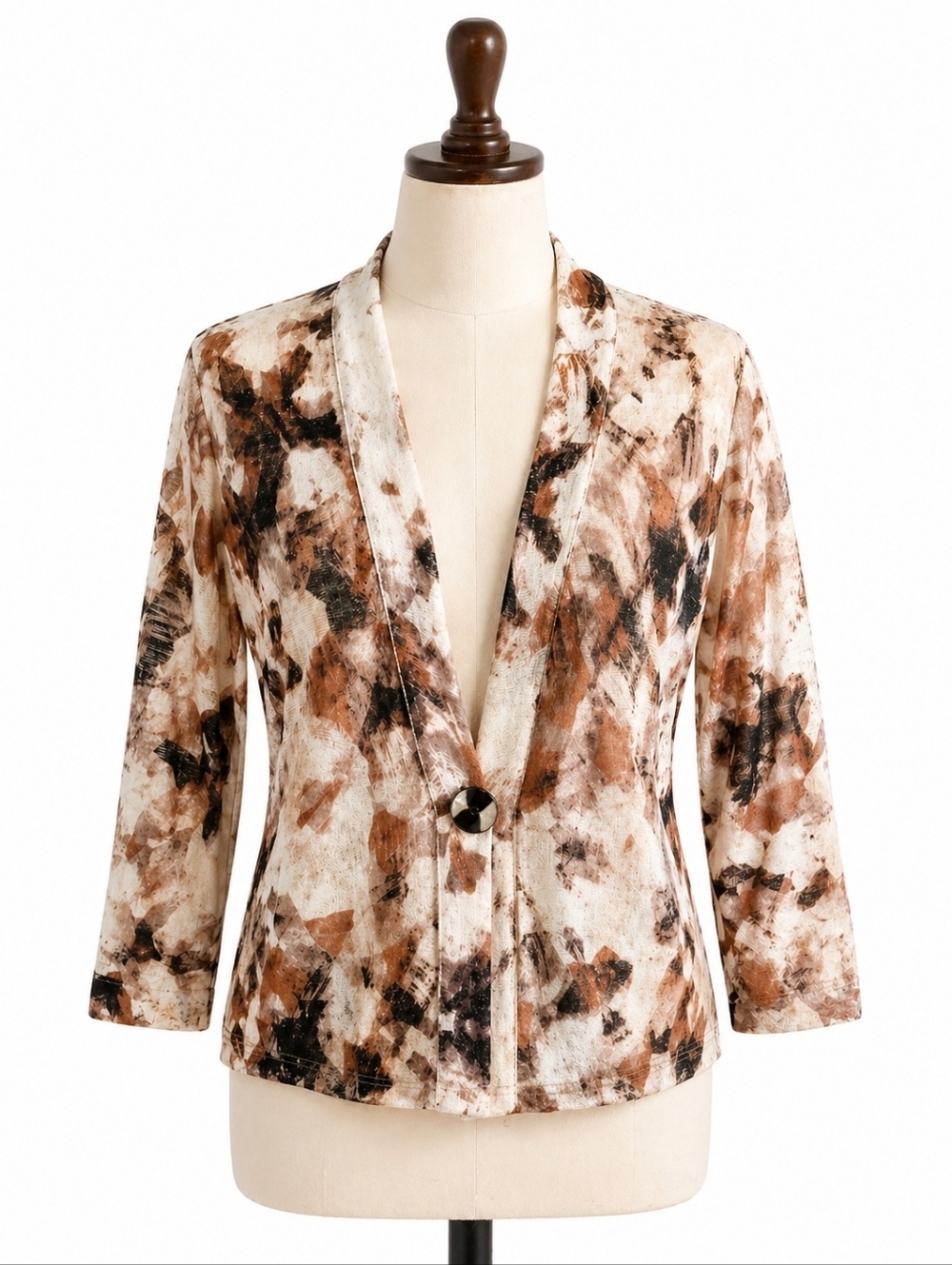 Nic & Zoe Women's Linen Blend Abstract Print Lightweight Cardigan Sweater S Y2K
